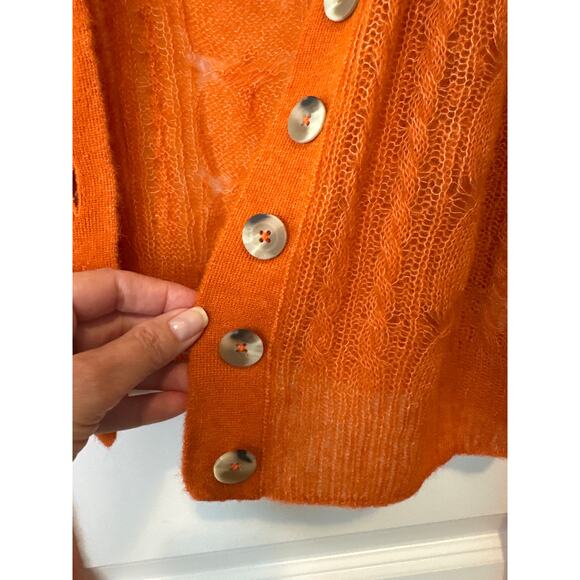 Free People NWT Moon Sky Alpaca Cardigan Sweater in Orange Zest Size Large - Picture 7 of 10